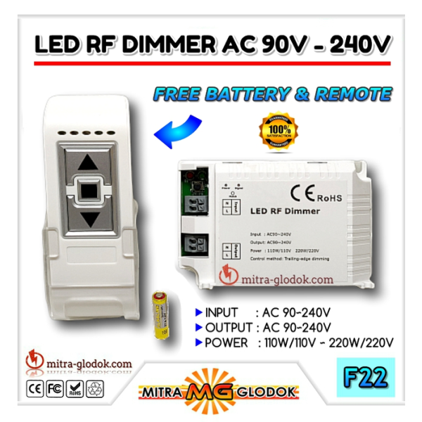 Dimmer LED RF Remote AC 90 - 220V | Pengatur Cahaya LED Dimmer LED RF Remote AC 90 - 220V | Pengatur Cahaya LED